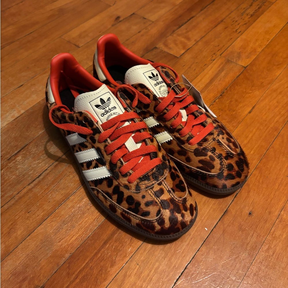 Adidas Animal Print Sneakers with Red Highlights